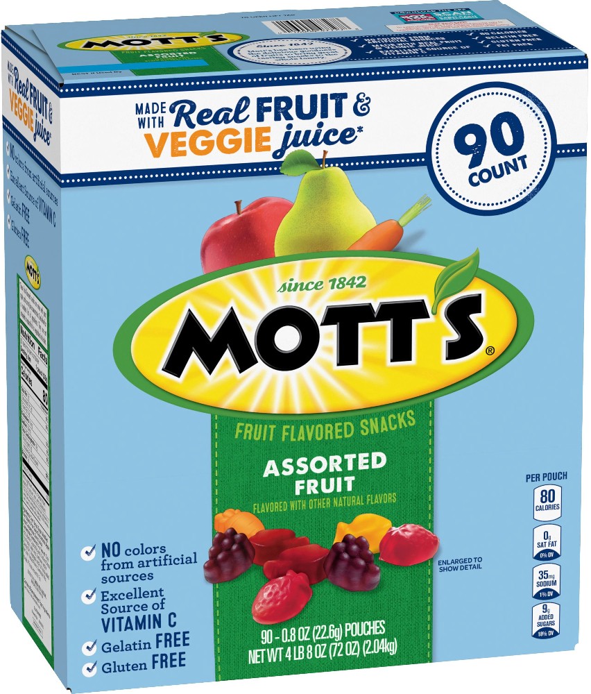 Mott's Assorted Fruit Flavored Snacks, 0.8 oz., 90 pk.