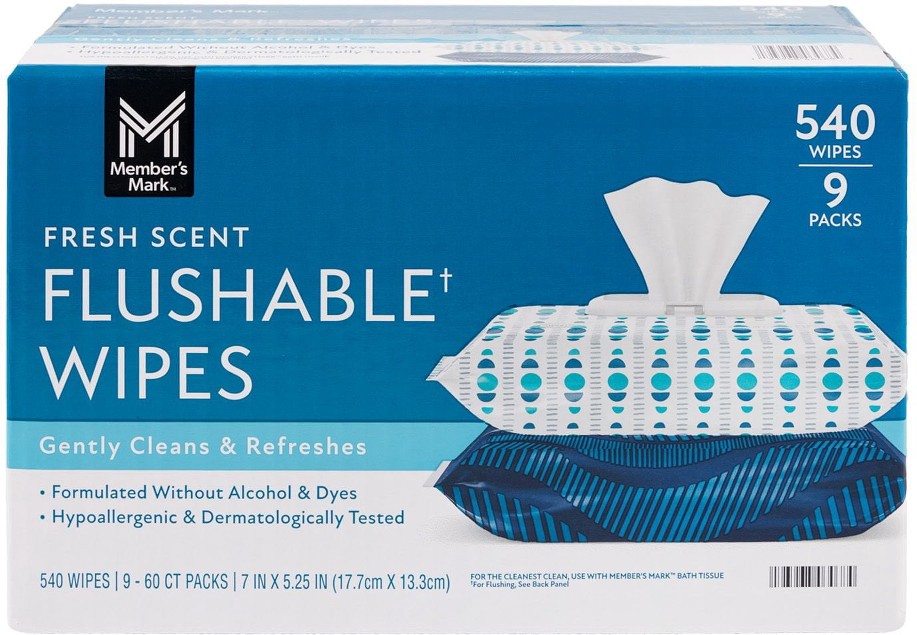 Flushable Wipes, Fresh Scent, 540 ct.