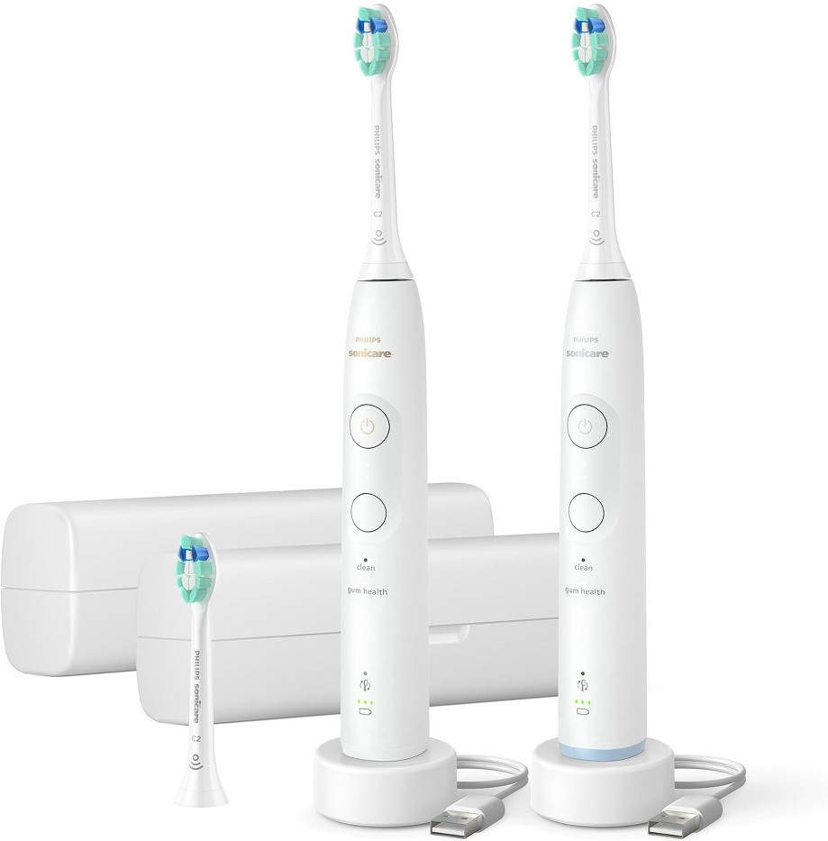 Total Clean Rechargeable Toothbrush, White Handles, 2 pk.