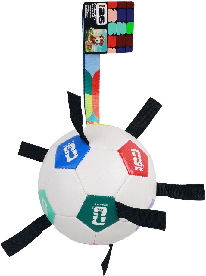 World Cup 2026 Dog Toy, Fetch and Fly Soccer Ball, Medium, Multicolor