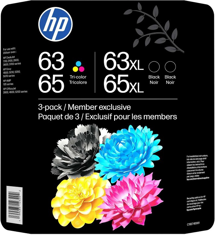 63/65XL Color/Black Ink Cartridges Sam's Club 3-pk