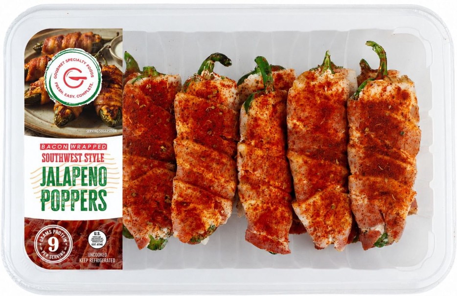 Bacon Wrapped Southwest Style JalapeÃ±o Poppers, 12 ct., priced per pound