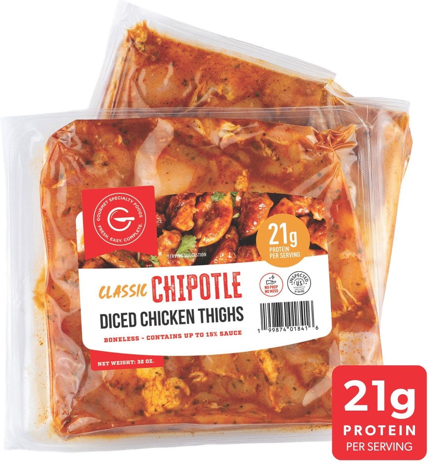 Classic Chipotle Seasoned Diced Chicken Thighs, 16 oz., 2 pk.
