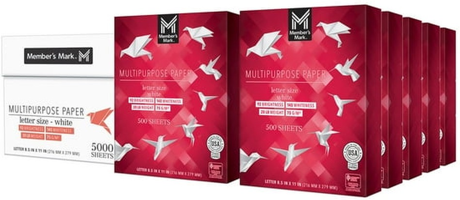 Multipurpose Copy Paper, 8.5 x 11, 92 Bright, 20 lbs., 10 Reams (5,000 sheets)