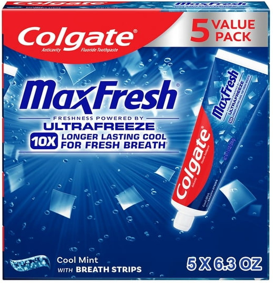MaxFresh Toothpaste with Mini Breath Strips, Cool Mint, 7.3 oz., 5 pk
