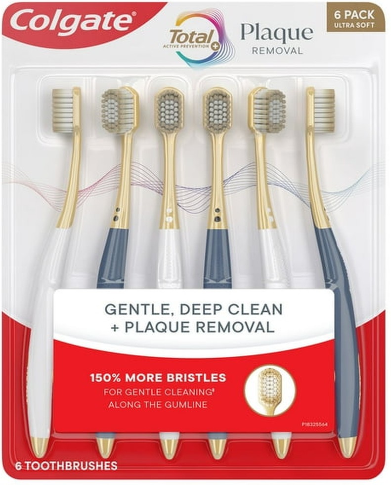 Total Plaque Removal Manual Toothbrush, Ultra Soft, 6 pk.