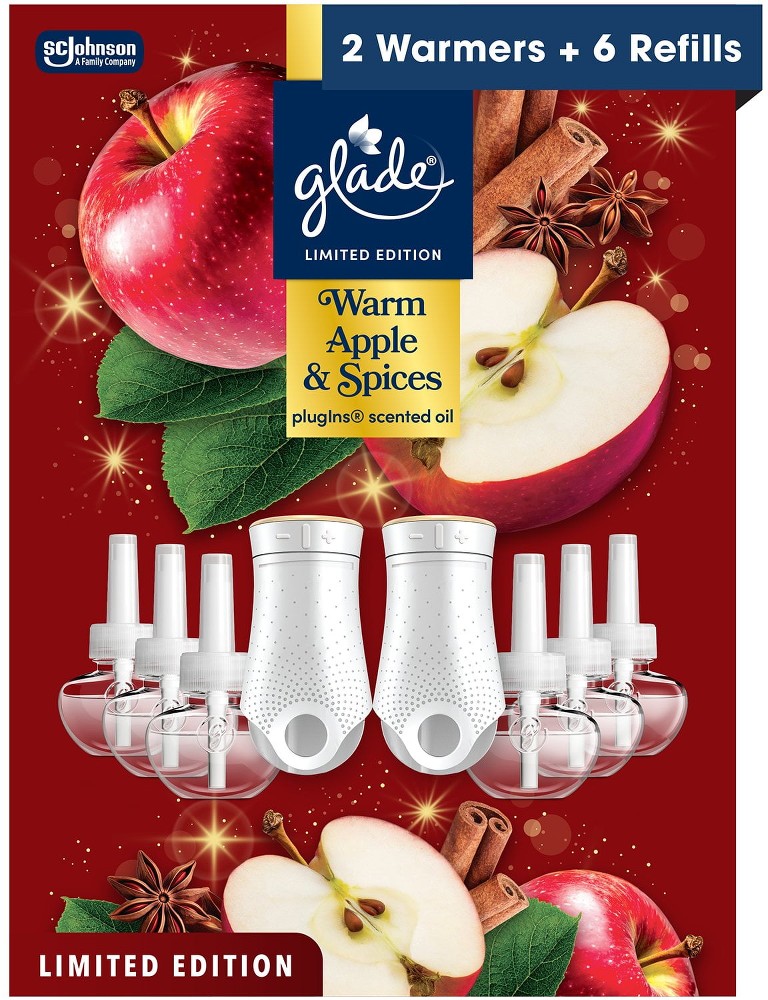 PlugIns Scented Oil, Warm Apple & Spice, 2 Warmers + 6 Refills