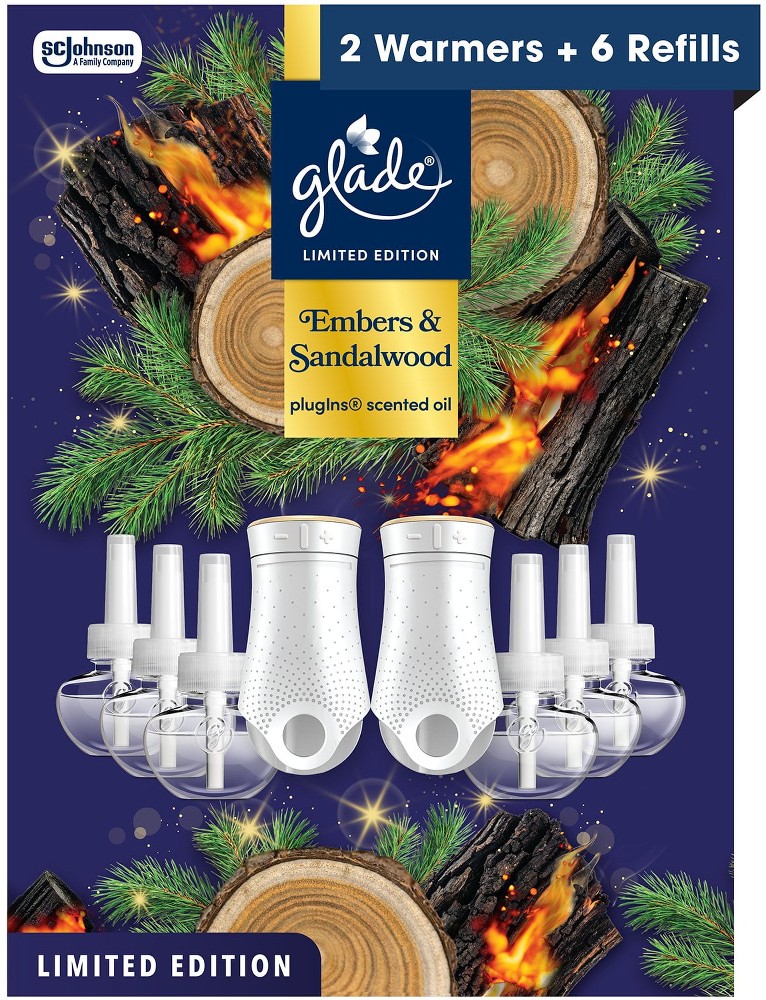 PlugIns Scented Oil, Embers & Sandalwood, 2 Warmers + 6 Refills