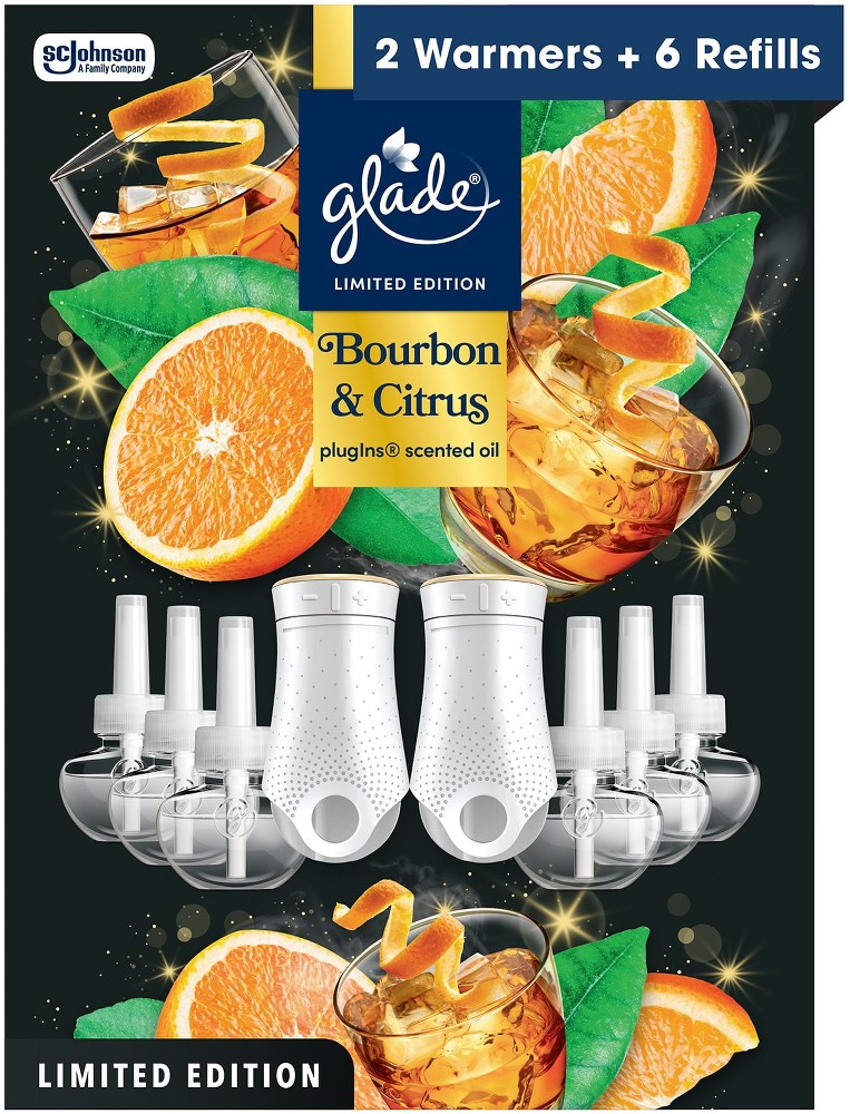 PlugIns Scented Oil, Bourbon & Citrus, 2 Warmers + 6 Refills