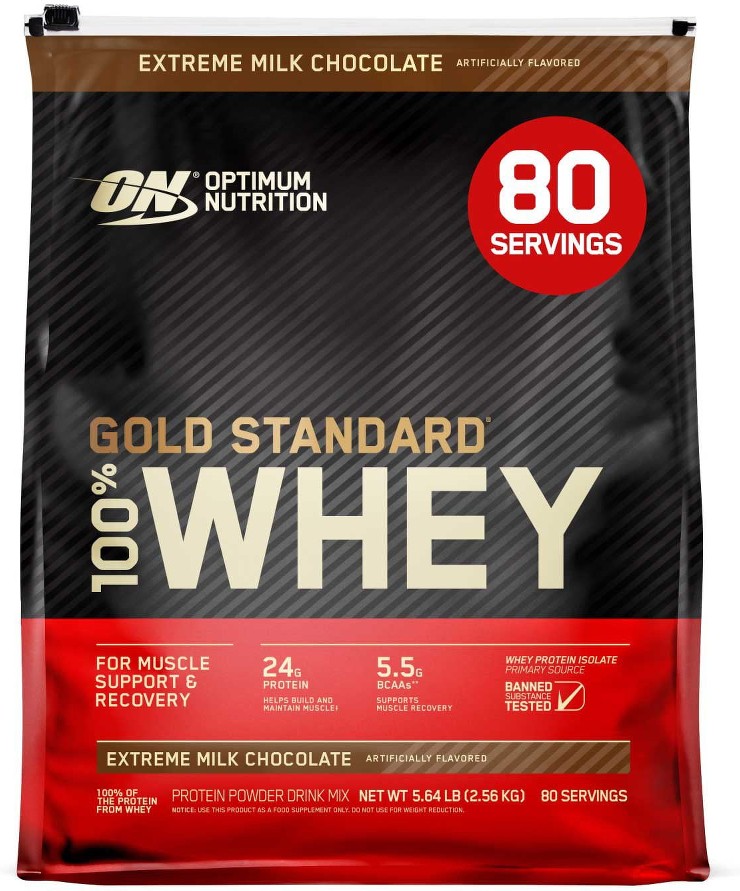 , Gold Standard 100% Whey Protein Powder, Extreme Milk Chocolate, 5.64 lbs.