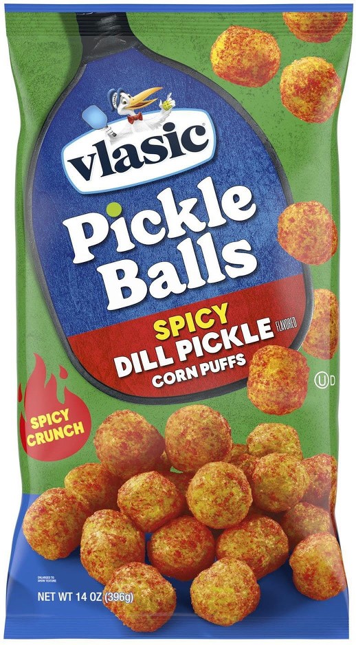 Pickleball Balls Spicy Dill Pickle Corn Puffs, 14 oz.