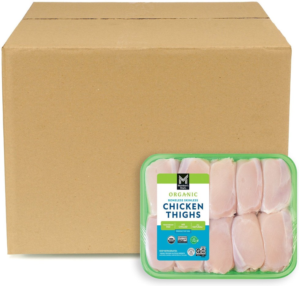 Organic Boneless and Skinless Chicken Thighs, Case, priced per pound