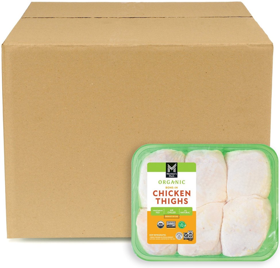 Organic Bone-In Chicken Thighs, Case, priced per pound