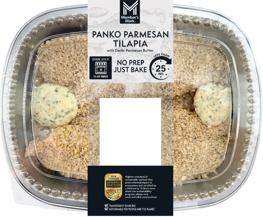 Panko Parmesan Tilapia with Garlic Butter, priced per pound