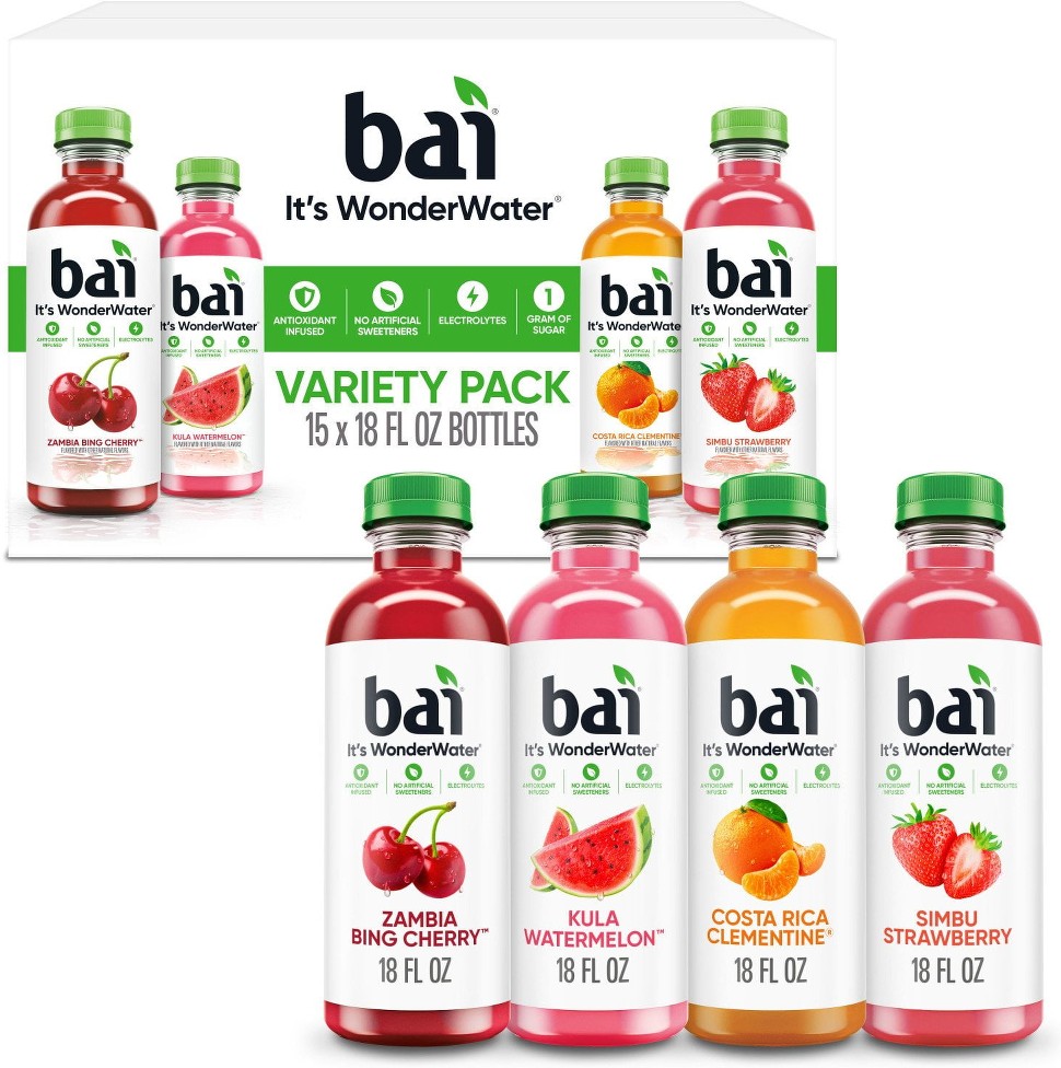 WonderWater Flavored Water Beverage Variety Pack, 18 fl. oz., 15 pk.
