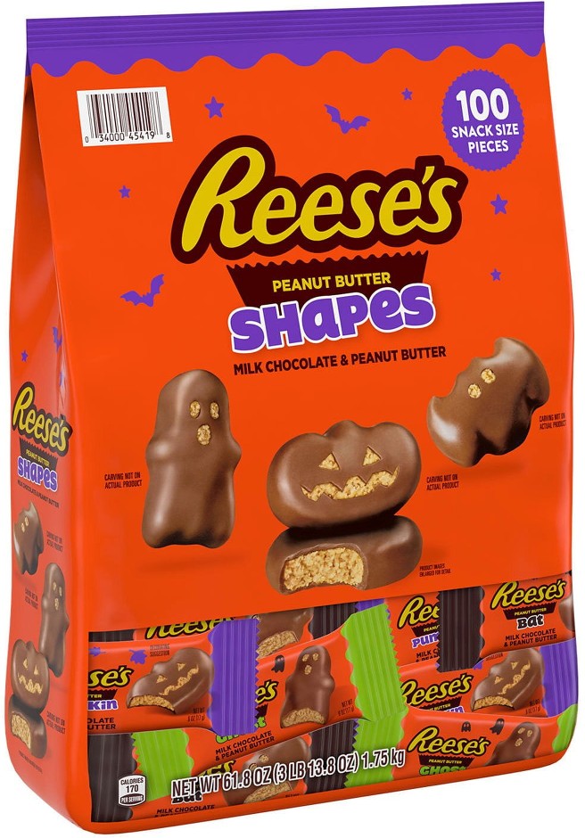 Halloween Milk Chocolate Peanut Butter Shapes Candy, Snack Size, 100 pcs.
