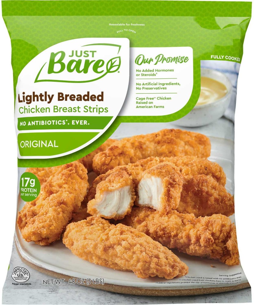 Lightly Breaded Chicken Breast Original Strips, Frozen, 3 lbs.