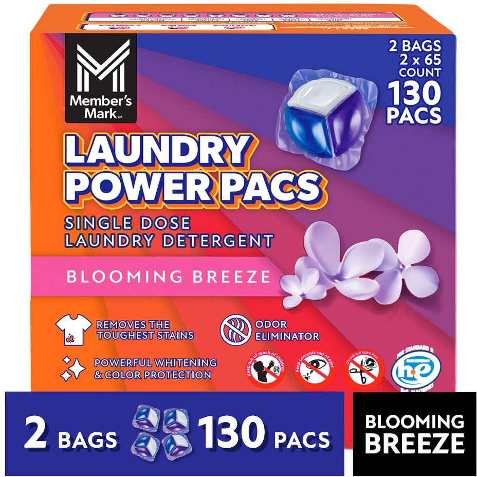 Laundry Detergent Power Pacs, Blooming Breeze, 130 ct.