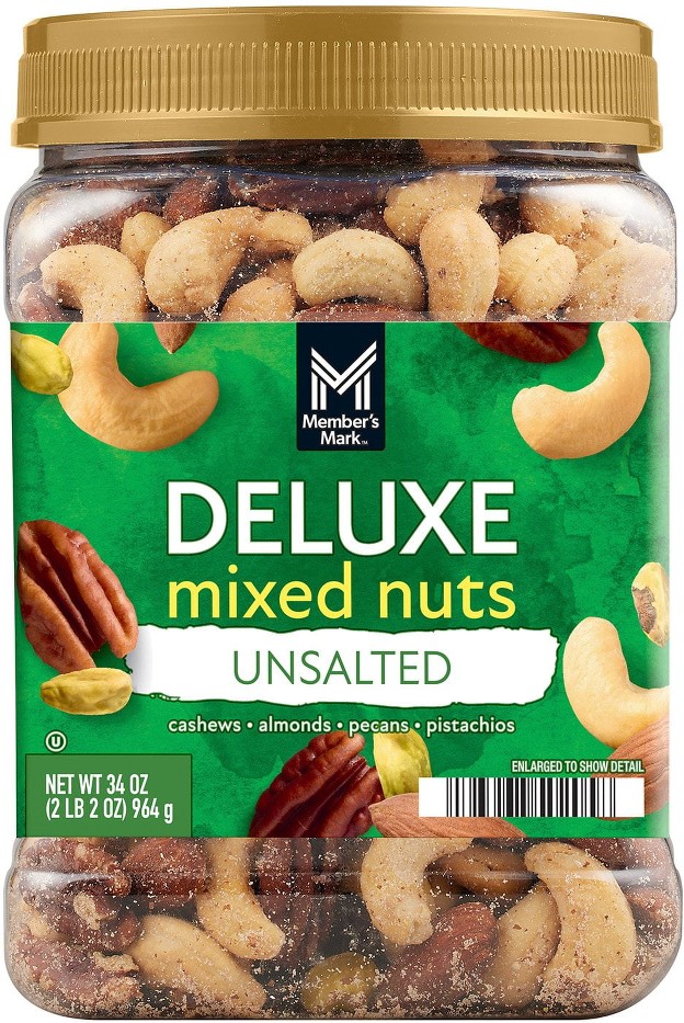 Unsalted Deluxe Mixed Nuts, 34 oz.