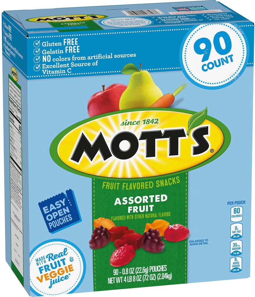 Mott's Assorted Fruit Flavored Snacks, 0.8 oz., 90 pk.