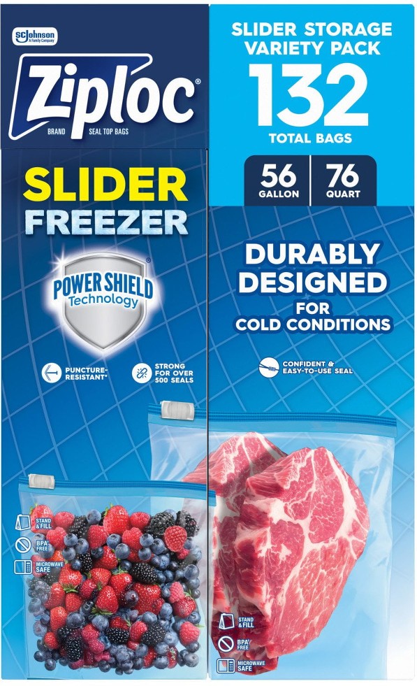 Slider Freezer Bags, Variety Pack, 132 ct.