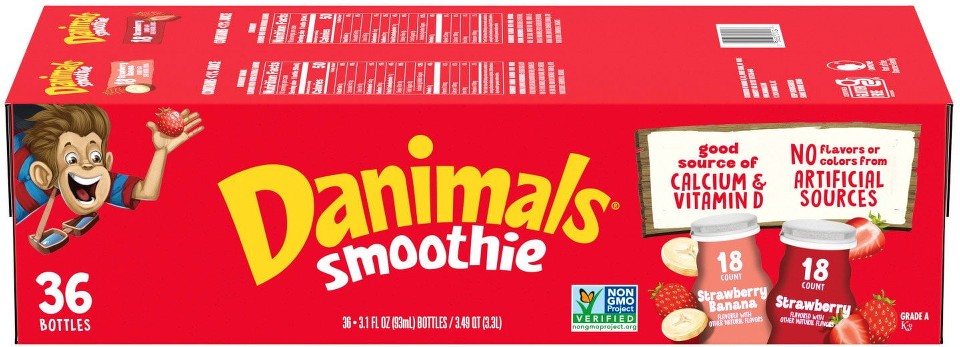 Danimals Smoothies Variety Pack, Strawberry 3.1 fl. oz., 36 ct