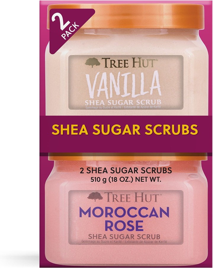 Vanilla and Moroccan Rose Shea Sugar Scrub 2-Pack Set, 18 oz