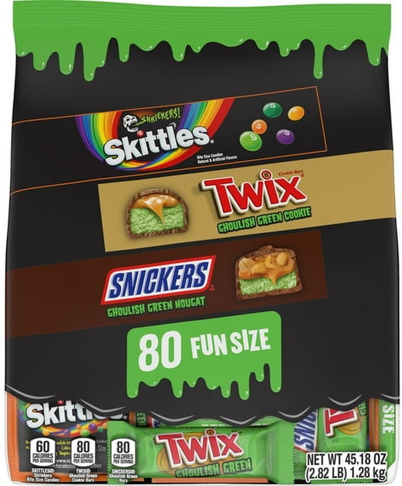 Ghoulish Green, Halloween Variety Pack Candy, Fun Size, 80 pcs.