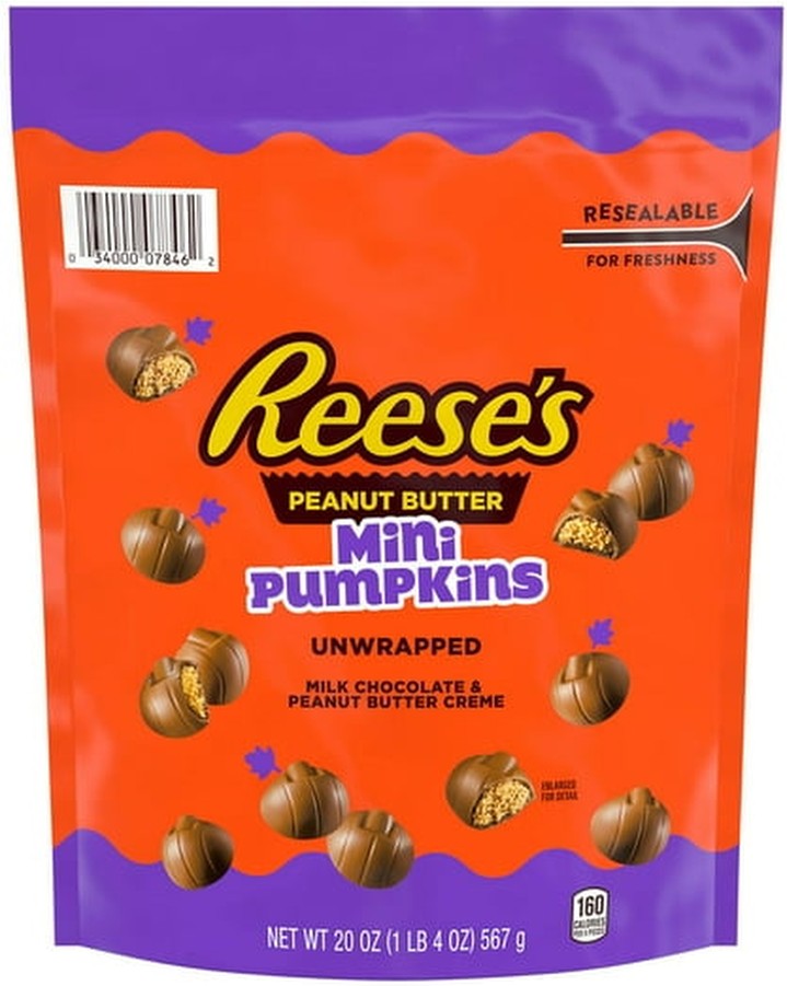 Halloween Milk Chocolate Peanut Butter Creme Mini Pumpkins Candy, 20 oz.