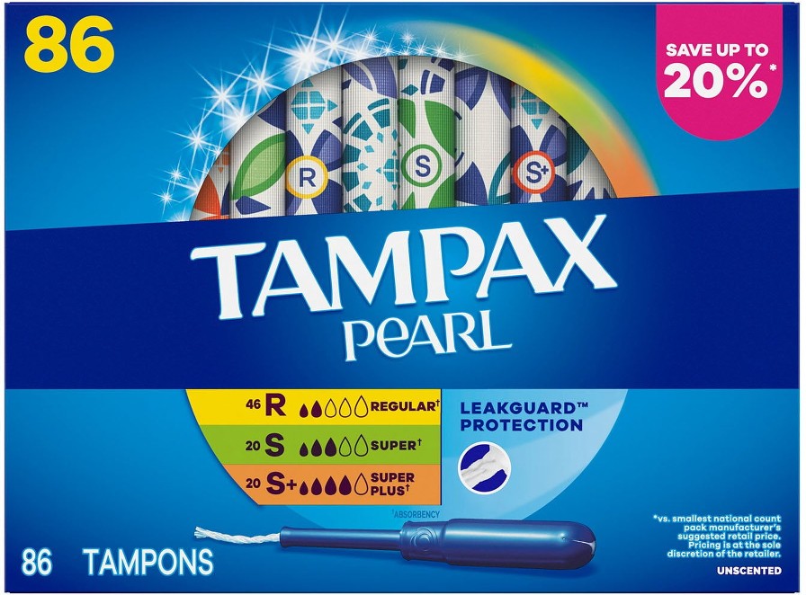Pearl Tampons Trio Pack, Unscented, 86 ct.