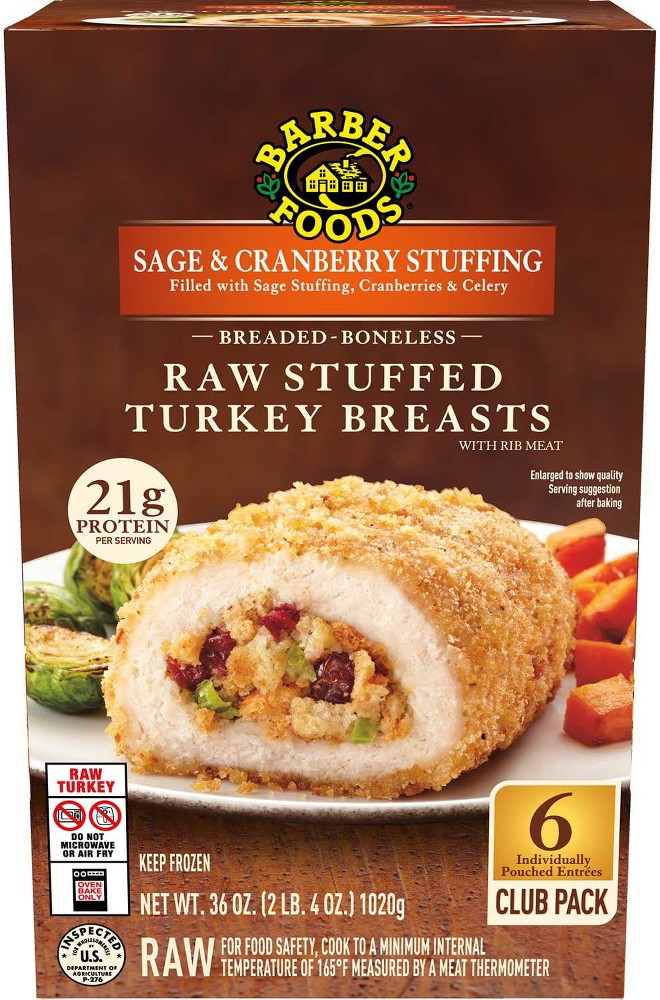 Stuffed Turkey Breast with Sage and Cranberry Stuffing, Frozen, 6 oz., 6 ct.