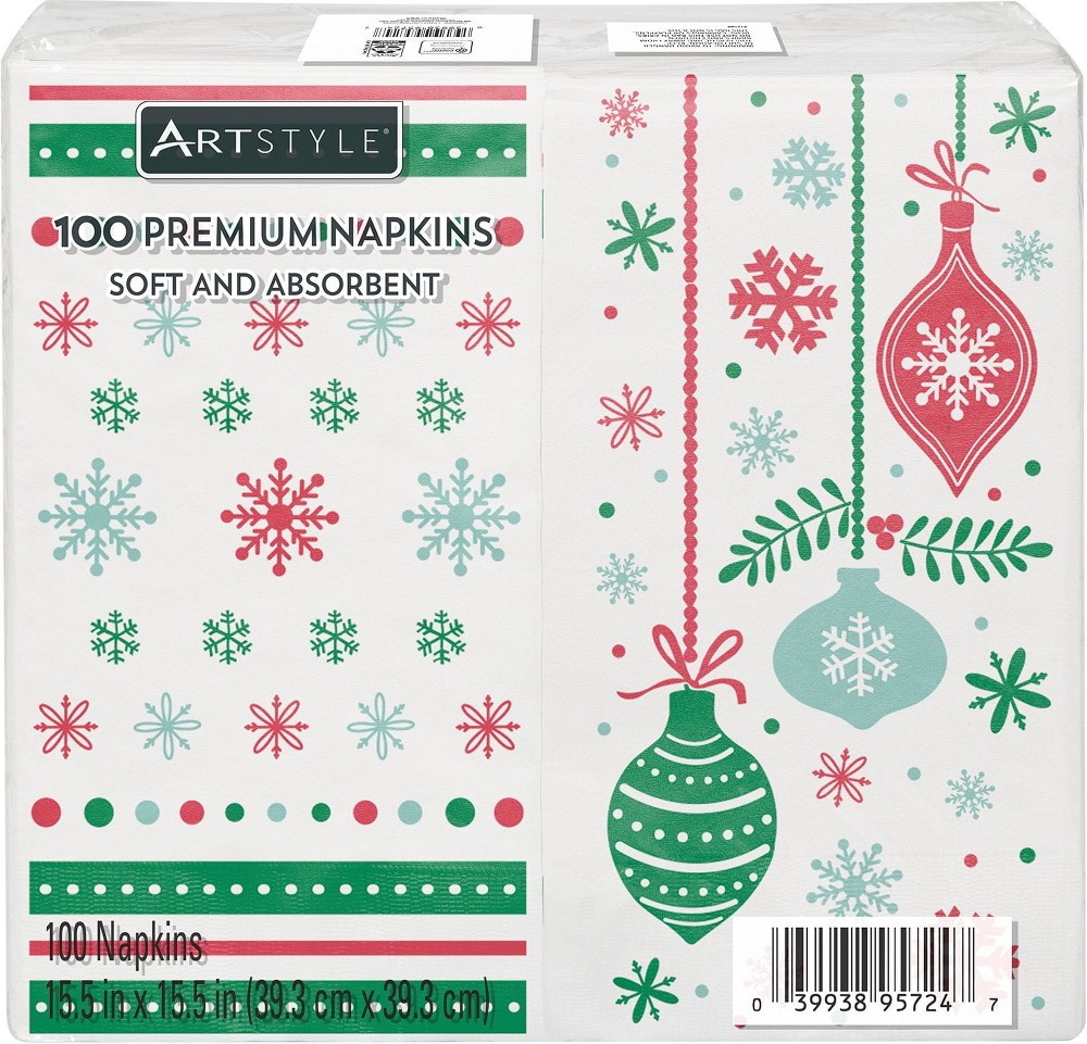 Joyous Winter Dinner Paper Napkins, 8" x 4", 100 ct.