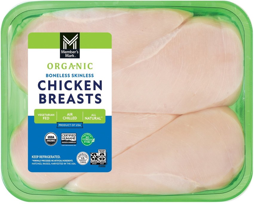 Organic Boneless and Skinless Chicken Breasts, priced per pound