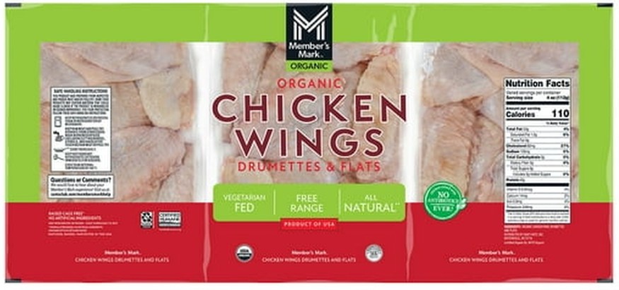Organic Chicken Wings, priced per pound