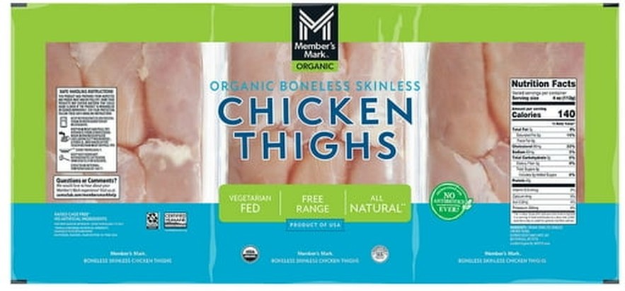Organic Boneless Skinless Chicken Thighs, priced per pound