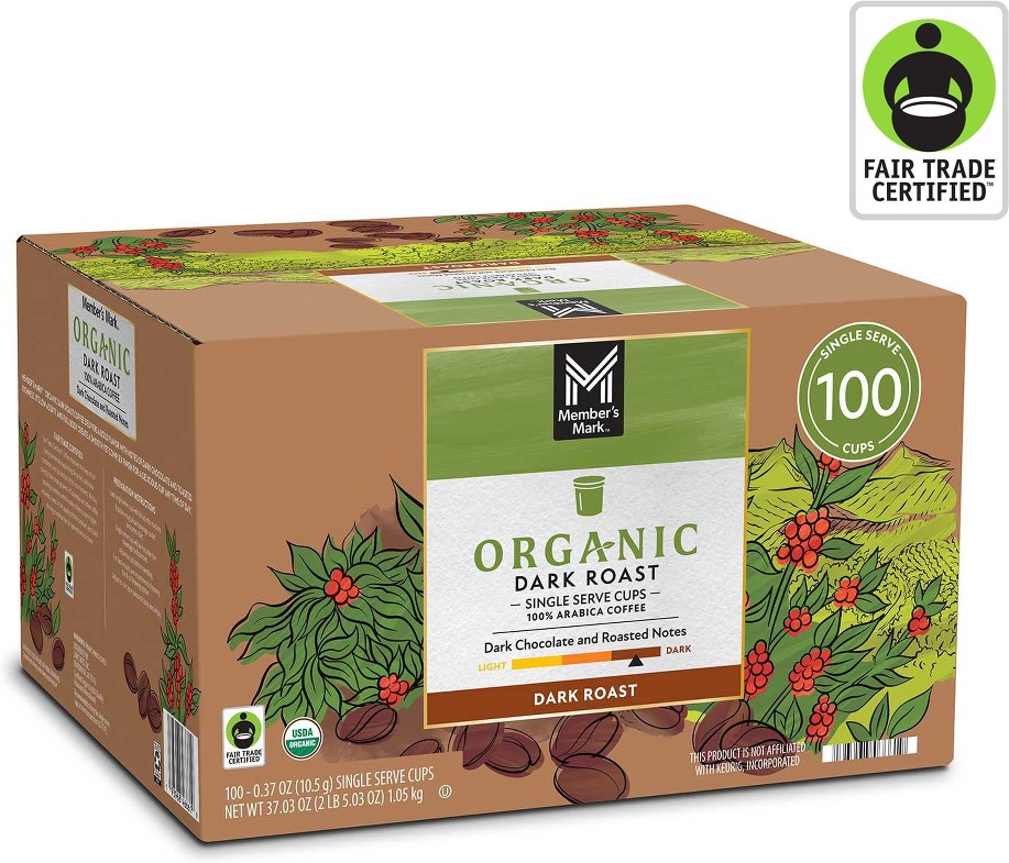 Organic Dark Roast Coffee Pods, 100 ct.