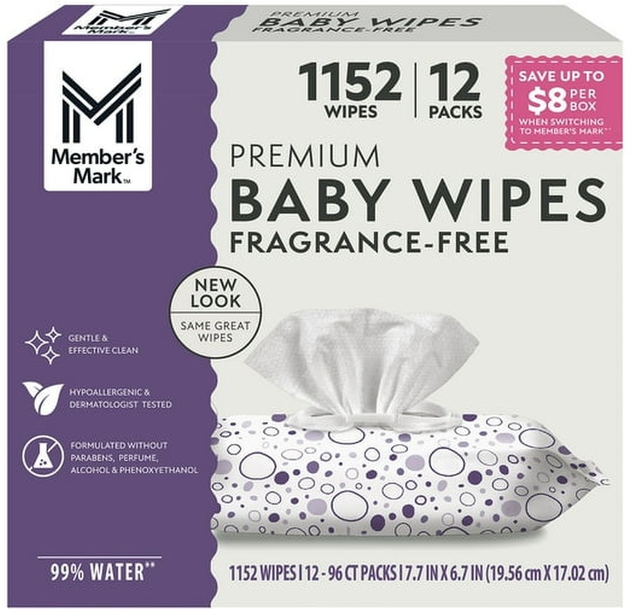 Premium Baby Wipes, Fragrance Free, 12 pk., 1152 Wipes