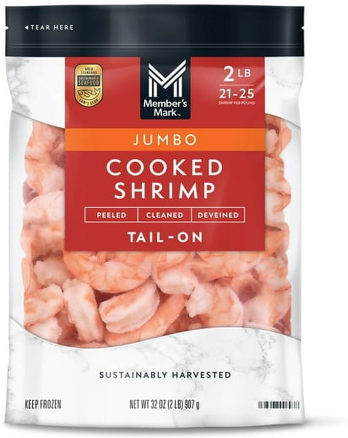 Farm Raised Jumbo Cooked Shrimp, Frozen, 21-25 ct. per pound, 2 lbs.