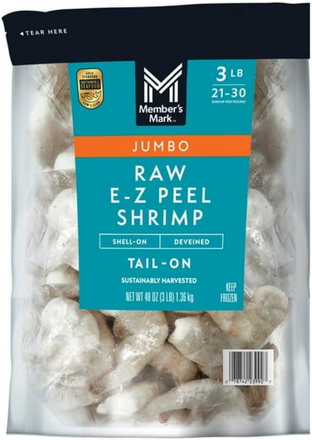 Farm Raised Jumbo Raw EZ Peel Shrimp, 21-30 ct. per pound, 3 lbs.