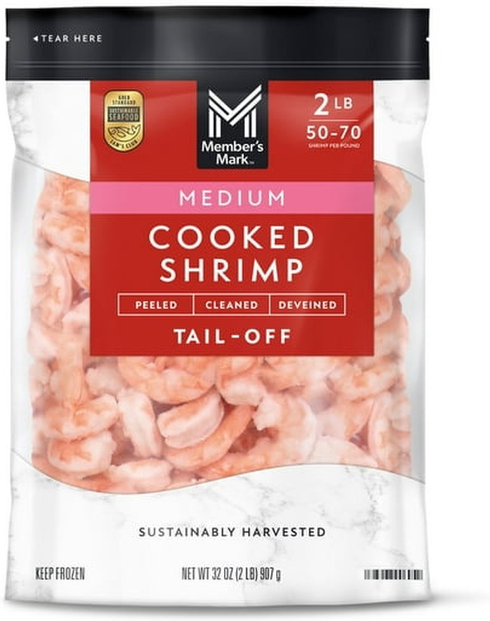Farm Raised Medium Cooked Shrimp, Frozen, 50-70 ct. per pound, 2 lbs.
