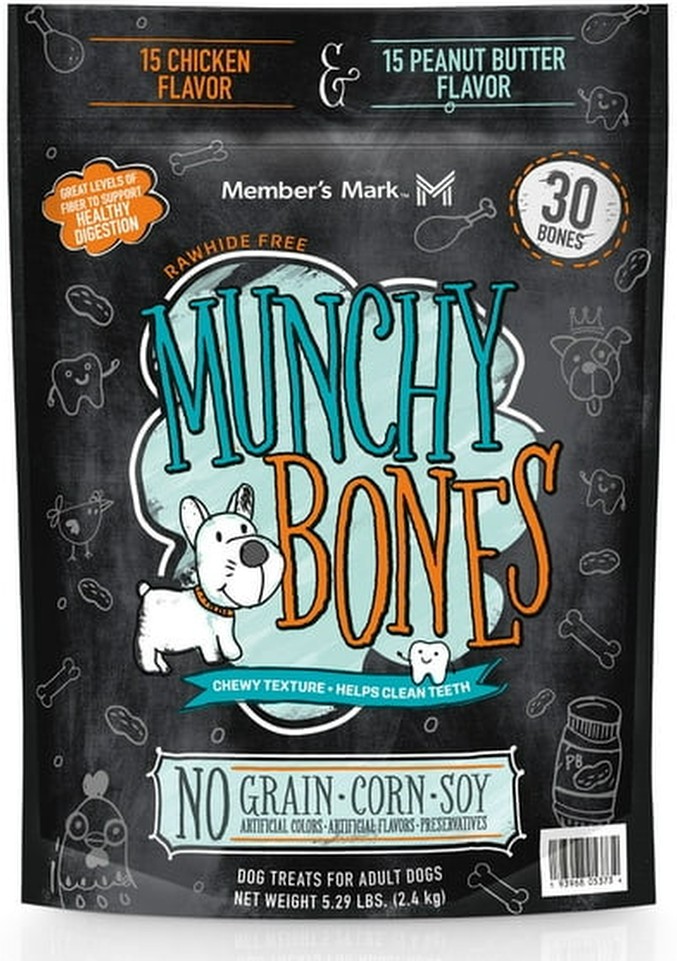 Munchy Bones Dog Treats for Adult Dogs, 30 ct.