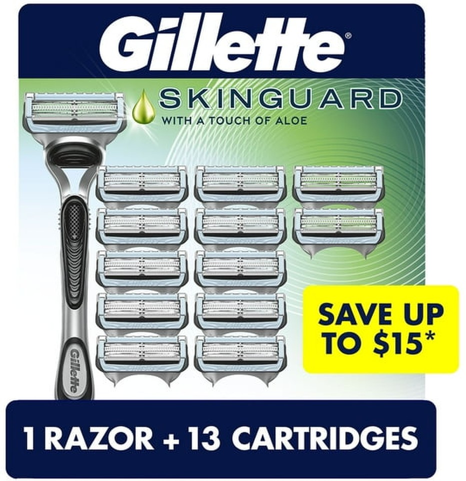 SkinGuard Men's Razor Handle + 13 Blade Cartridges