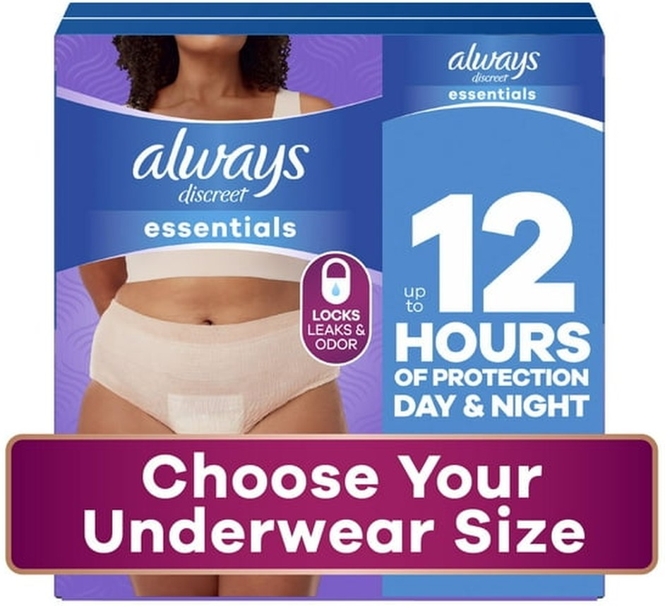 Discreet Essentials Underwear for Women, Maximum, Choose Size