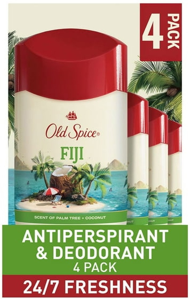 Fiji Antiperspirant Deodorant, Palm Tree + Coconut, 2.6 oz., 4 pk.