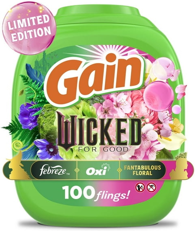Flings! "Wicked: For Good" Limited Edition, 3 in 1 Laundry Detergent Pacs, Fantabulous Floral, 100 ct.
