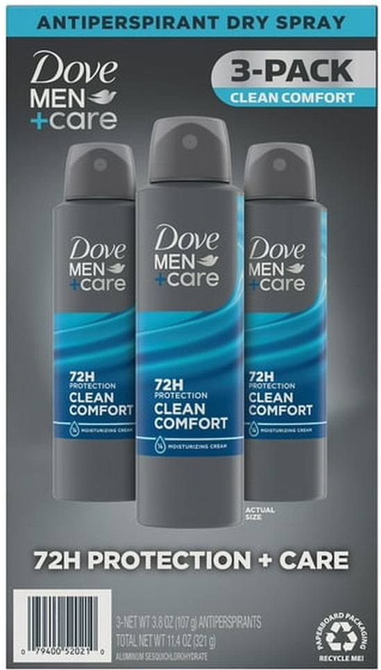Dove Men's + Care Clean Comfort, 3.8 oz., 3 pk.