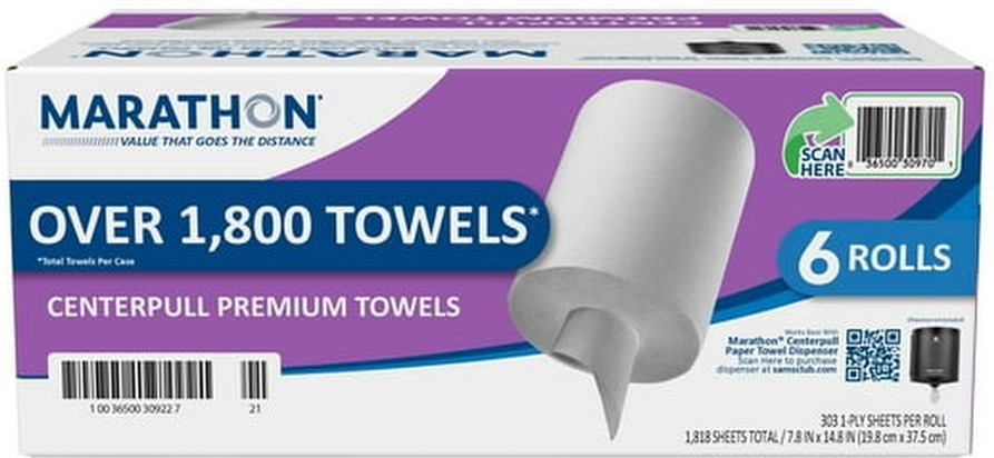 Centerpull Premium 1-Ply White Paper Towels 6 rolls, 300sheets/roll