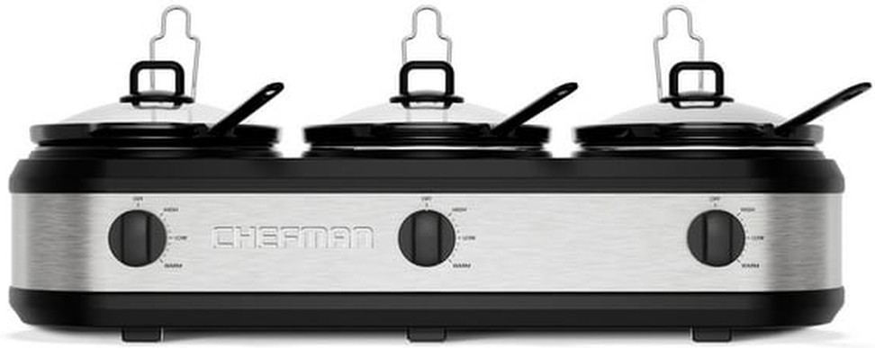 Stainless Steel Triple Slow Cooker & Buffet Server