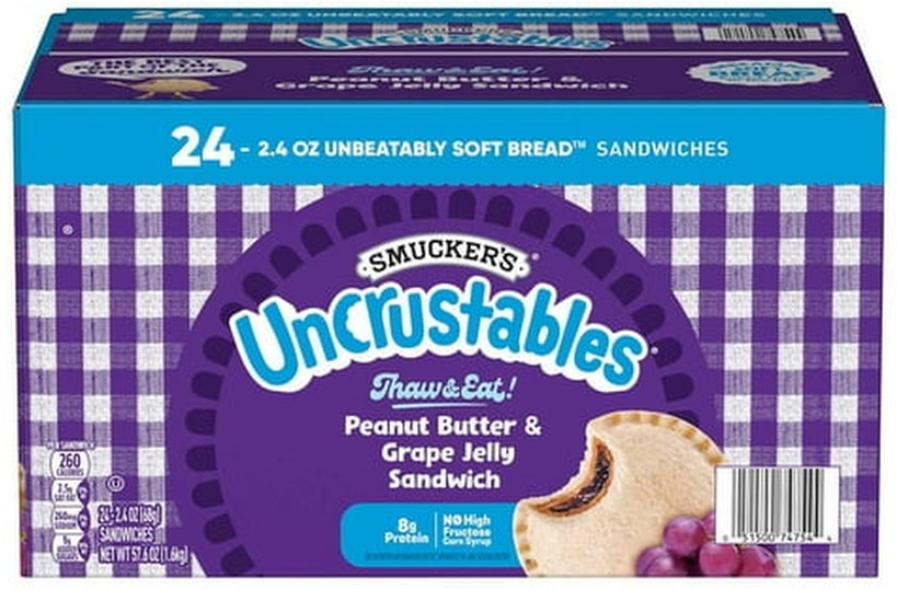 Uncrustables Peanut Butter and Grape Jelly Sandwiches, Frozen, 2.4 oz., 24 ct.