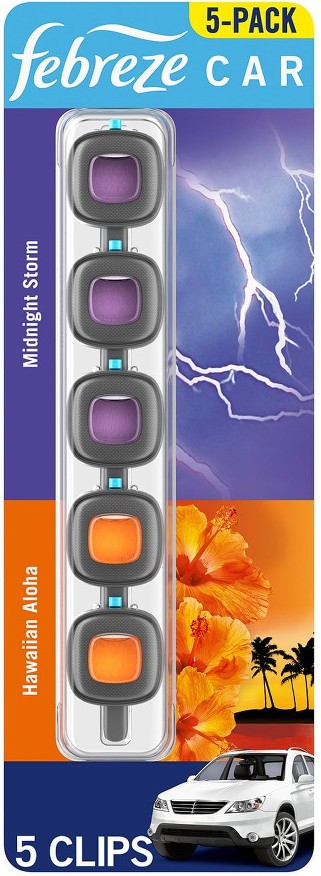 Car Air Freshener Vent Clips, Midnight Storm and Hawaiian Aloha, 5 ct.